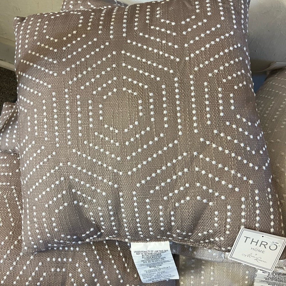 Thro Home Beige Geometric Throw Pillow